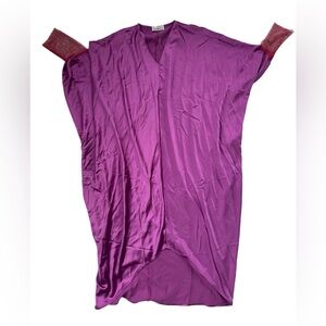 Kate Hewko Magenta Satin Rhinestone Sleeve Kaftan Dress Oversized One Size